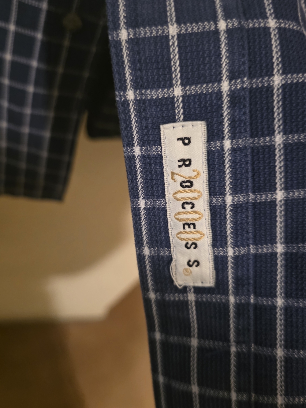 Savane Deep Dye No Wrinkles Indigo Check Men's Button Down Shirt Size L - Picture 6 of 9